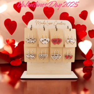 Valentines Day Wooden Laser Cut Earrings