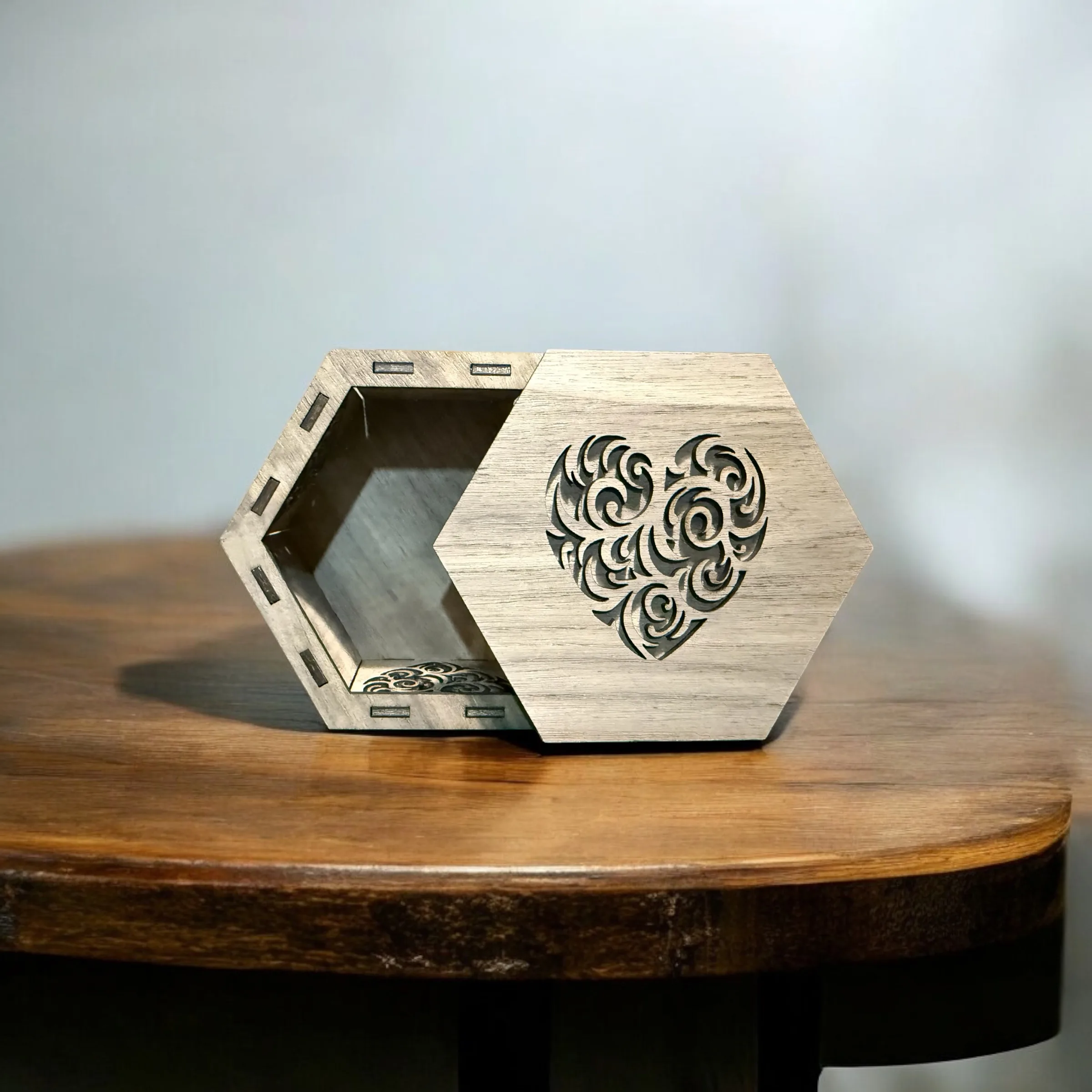 Valentines Hexagon WoodBox -