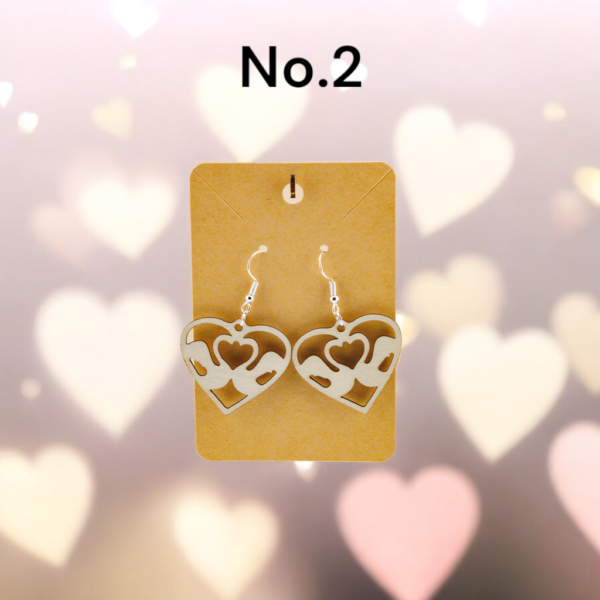 Valentines Day Wooden Laser Cut Earrings - Image 3