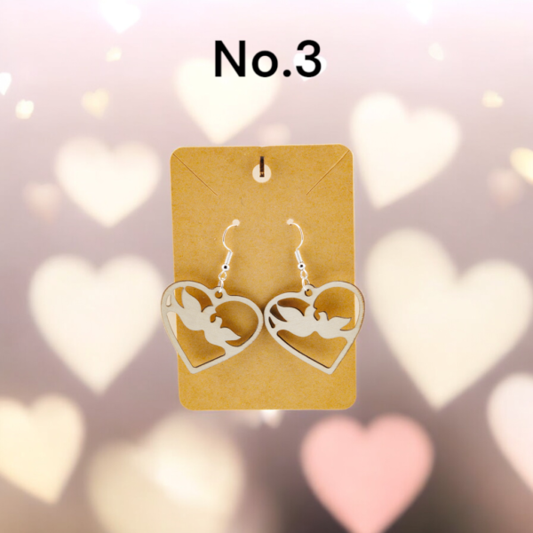 Valentines Day Wooden Laser Cut Earrings - Image 4