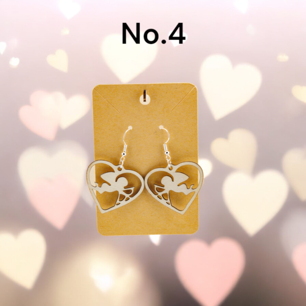 Valentines Day Wooden Laser Cut Earrings - Image 5