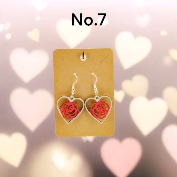 Valentines Day Wooden Laser Cut Earrings - Image 8