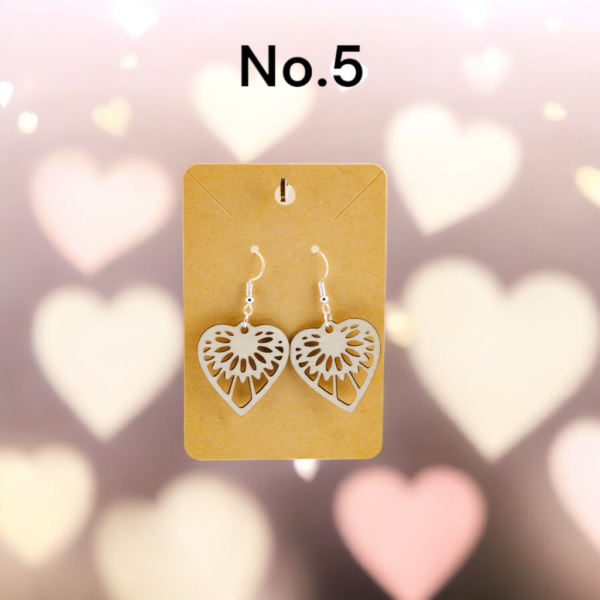 Valentines Day Wooden Laser Cut Earrings - Image 6