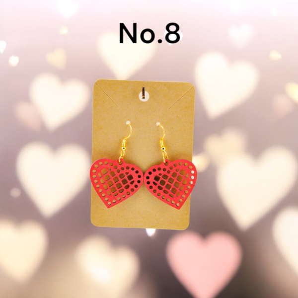 Valentines Day Wooden Laser Cut Earrings - Image 9