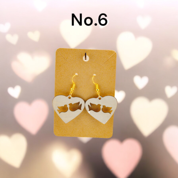Valentines Day Wooden Laser Cut Earrings - Image 7