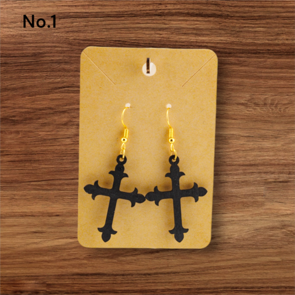 Wood Earrings - Crosses - Image 2