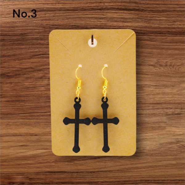 Wood Earrings - Crosses - Image 4