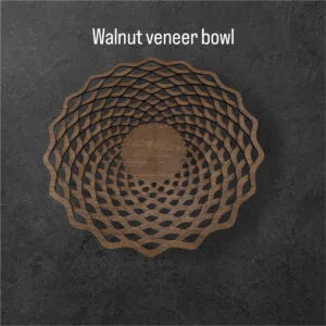 Walnut veneer wooden bowl