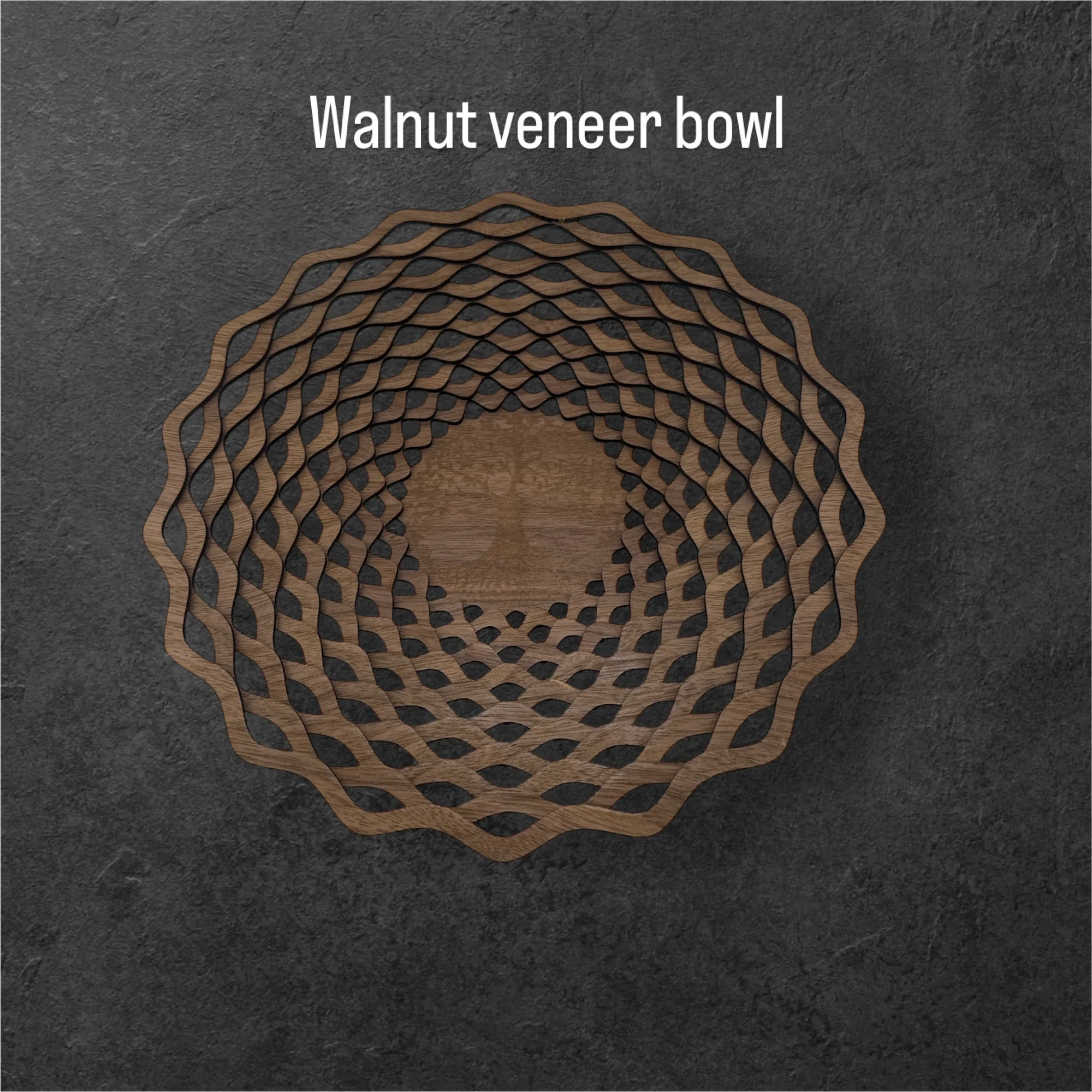 Walnut veneer wooden bowl